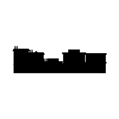 city buildings silhouette downtown exterior image vector illustrationのイラスト素材