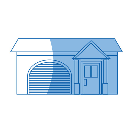 home garage facade structure outline vector illustrationのイラスト素材