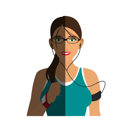 Jogging girl cartoon icon vector illustration design graphic shadowのイラスト素材