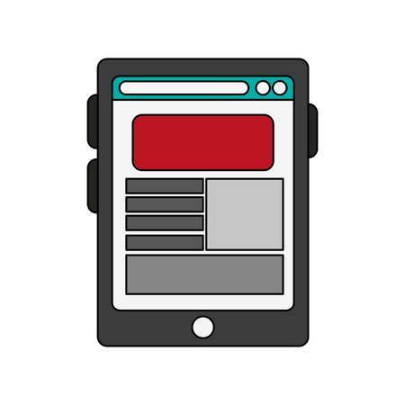 color image cartoon tablet technology device with text in display vector illustrationのイラスト素材