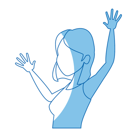 Excited woman funny cheerful character image vector illustrationのイラスト素材