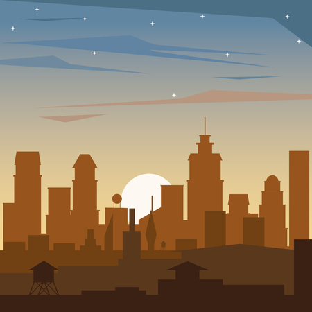 colorful background of dawn landscape of city vector illustrationのイラスト素材