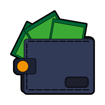 closed wallet with money coming out icon image vector illustration designのイラスト素材