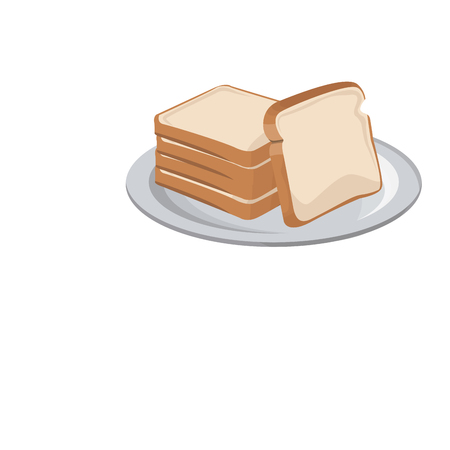 bread bakery icon sliced fresh wheat nutrition plate image vector illustrationのイラスト素材