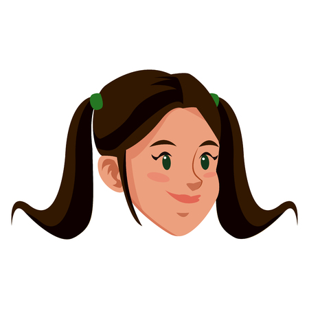 beautiful woman face young character image vector illustrationのイラスト素材