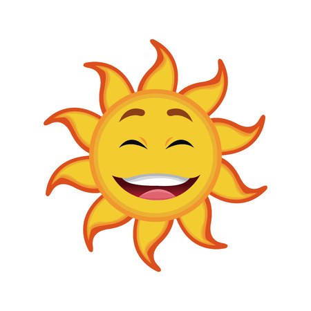 yellow smiling sun cartoon character as weather sign temperature vector illustrationのイラスト素材