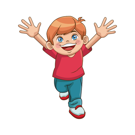 happy boy cartoon kid emotion smile image vector illustrationのイラスト素材