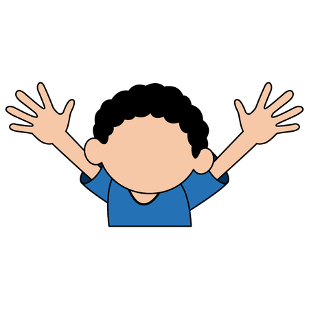 cute boy character comic young happy icon vector illustrationのイラスト素材