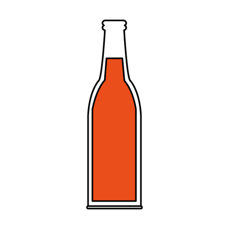 Flat line bottle with liquid inside over white background. Vector illustration.のイラスト素材