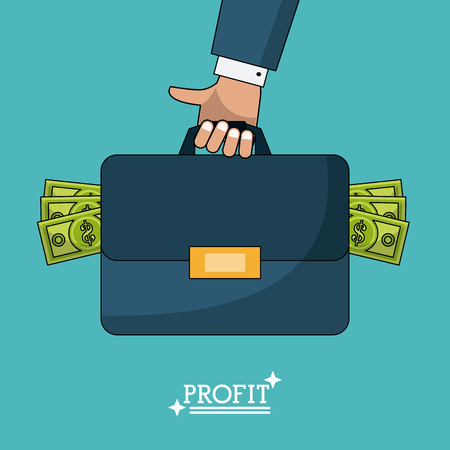 colorful poster of profit man briefcase with money vector illustrationのイラスト素材