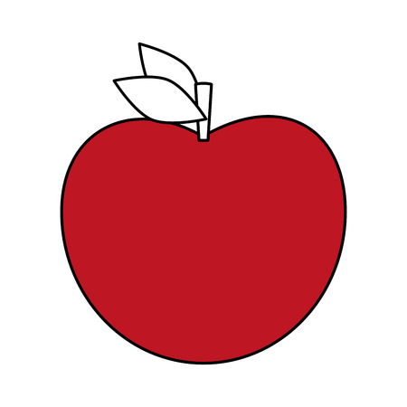 Flat line apple over white background vector illustrationのイラスト素材