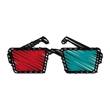 Vintage 3D glasses doodle over white background vector illustrationのイラスト素材