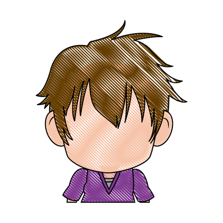 profile anime teenager facial expression vector illustrationのイラスト素材