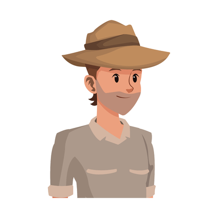 explorer man costume party in spotlight background with brightのイラスト素材