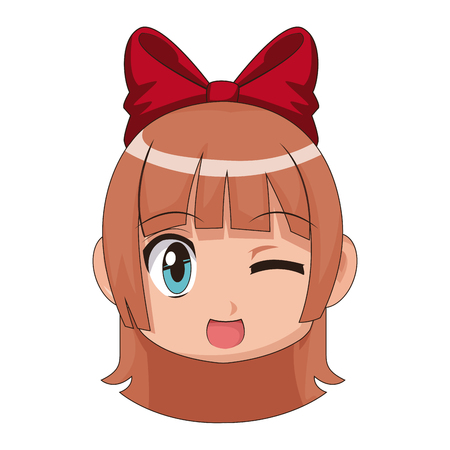 cute cartoon anime little girl chibi character vector illustrationのイラスト素材