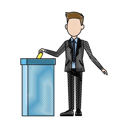 man voting at ballot box democracy concept vector illustrationのイラスト素材