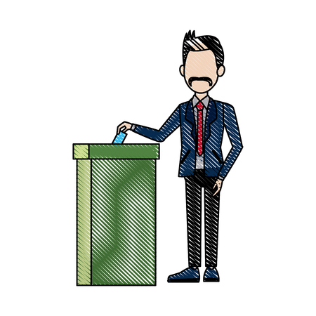 man voting at ballot box democracy concept vector illustrationのイラスト素材
