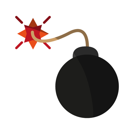 carrtoon bomb on fire icon vecotr illustration design graphic shadowのイラスト素材