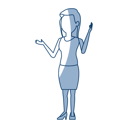 businesswoman cartoon girl standing wearing skirt posing vector illustrationのイラスト素材