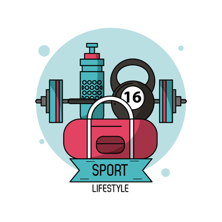 colorful poster of sport lifestyle of weightlifting vector illustrationのイラスト素材