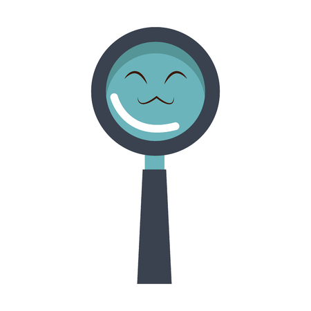 kawaii magnifier search glass cartoon vector illustrationのイラスト素材