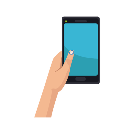 hand holding smartphone application digital vector illustrationのイラスト素材
