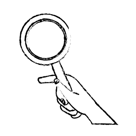Hand holding magnifier handle search vector illustrationのイラスト素材