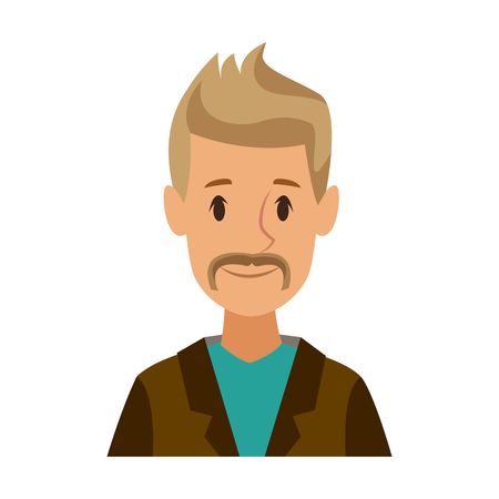 Cartoon man character male profile image vector illustration.のイラスト素材