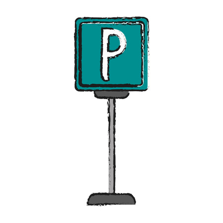 Parking sign icon image vector illustration design  sketch styleのイラスト素材