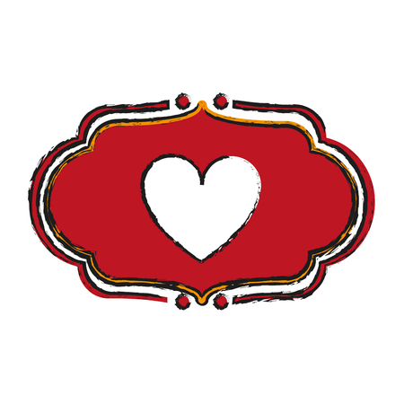 Vintage heart label love valentines day related icon icon image vector illustration design  sketch styleのイラスト素材