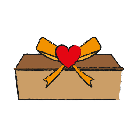 Gift box love valentines day related icon icon image vector illustration design  sketch styleのイラスト素材
