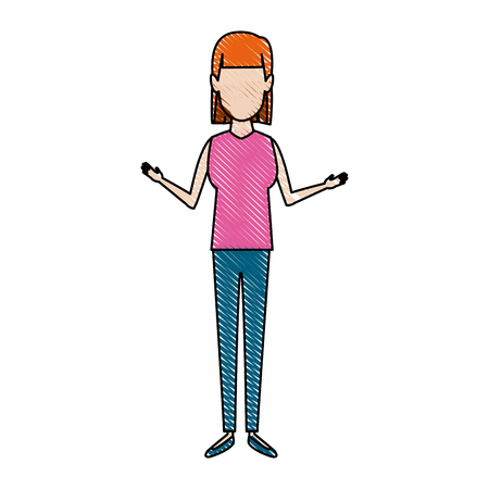 woman standing people avatar female image vector illustrationのイラスト素材