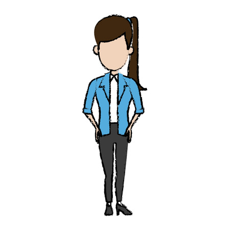standing woman character female people business vector illustrationのイラスト素材