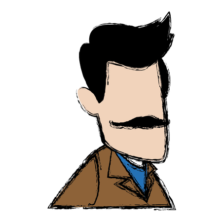 portrait man male profile character image vector illustrationのイラスト素材