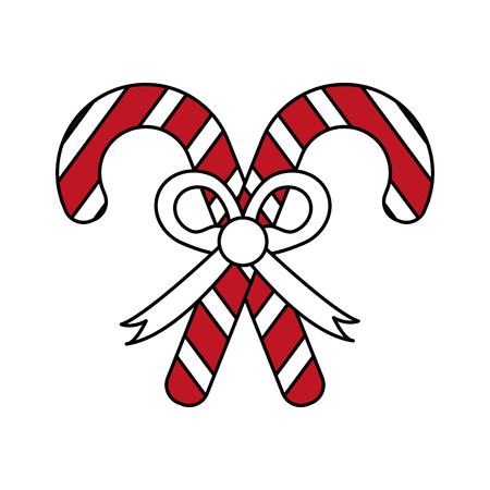 Flat line candy cane over white background vector illustrationのイラスト素材