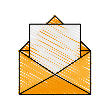 envelope and letter doodle over white background vector illustrationのイラスト素材