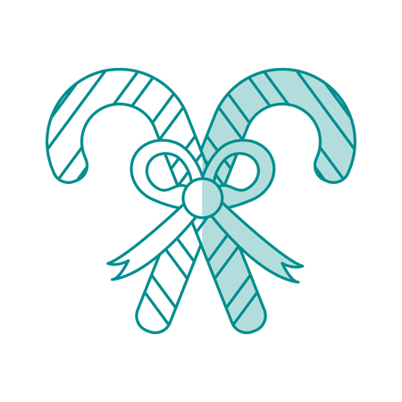 Flat line monocromatic candy cane over white background vector illustrationのイラスト素材