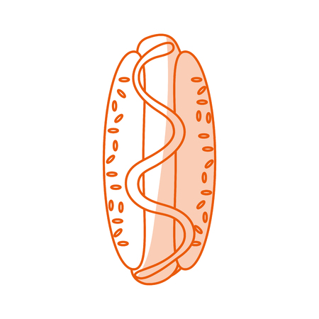 Flat line monocromatic hot dog over white background vector illustrationのイラスト素材