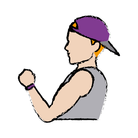 Portrait sport man climber helmet protection vector illustrationのイラスト素材