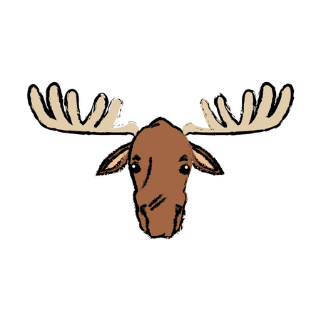 Moose extant species antler, elk animal wild image vector illustrationのイラスト素材