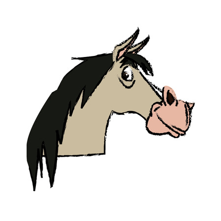 Horse domestic animal farming agricultural specie vector illustrationのイラスト素材