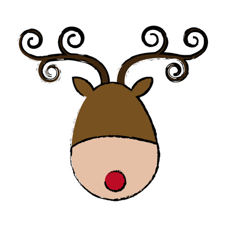 reindeer face manger animal cartoon image vector illustrationのイラスト素材