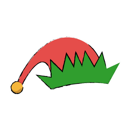 green and red hat of elf accessory vector illustrationのイラスト素材