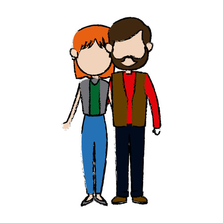 Couple father and mother together hugging vector illustrationのイラスト素材