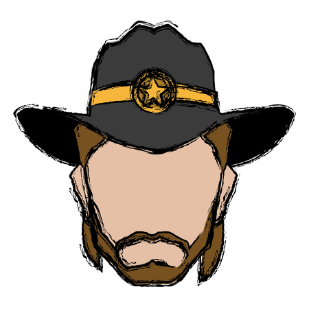 cowboy face portrait of strong man vector illustrationのイラスト素材