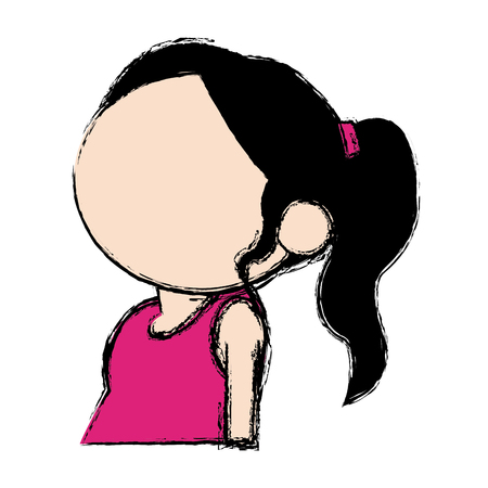 happy cute child girl cartoon character vector illustrationのイラスト素材