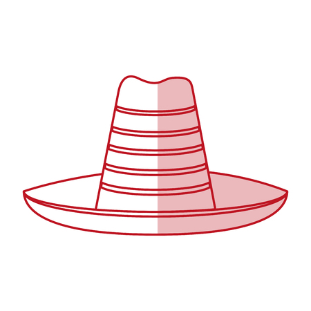 Flat line monocromatic mexican hat over white background vector illustrationのイラスト素材
