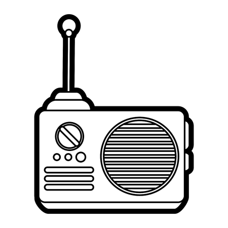 Flat line radio player over white background vector illustrationのイラスト素材