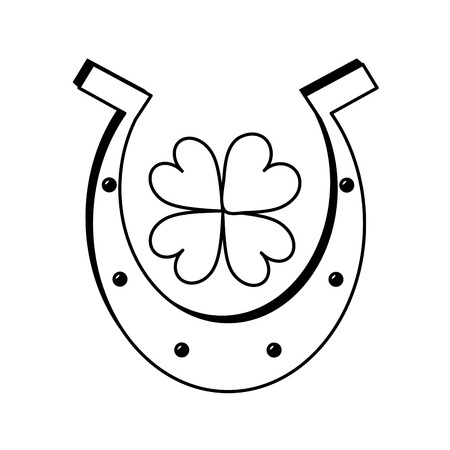 horseshoe and shamrock or clover saint patricks day icon image vector illustration designのイラスト素材