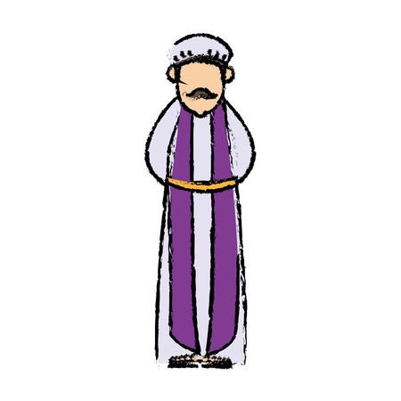 cartoon man king of orient manger nativity vector illustrationのイラスト素材